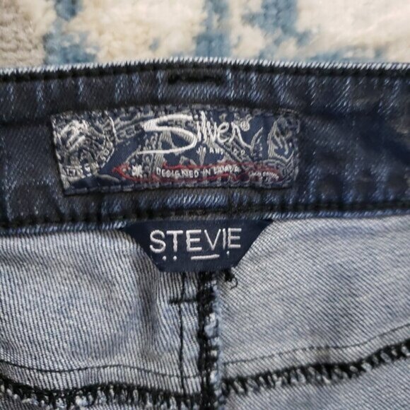Silver Jeans Stevie Women's Size 30 Stretch Mid Rise Dark Wash Denim - Picture 3 of 9
